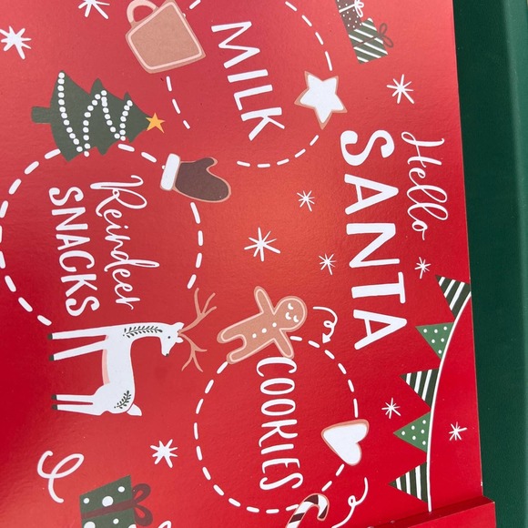 Red Christmas tray wood nwt reindeer santa trees - Picture 2 of 2